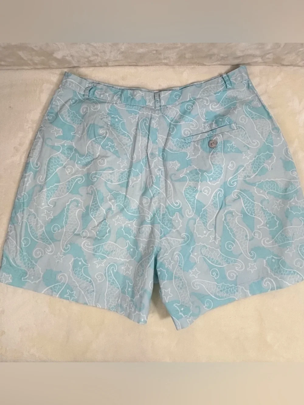 Lilly Pulitzer Women’s Light Blue Tropical Seahorse Print Shorts Size 12